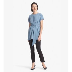 NWT M.M Lafleur The Selena Cornflower Blue Waterfall Kimono Wrap Tunic Blouse S 